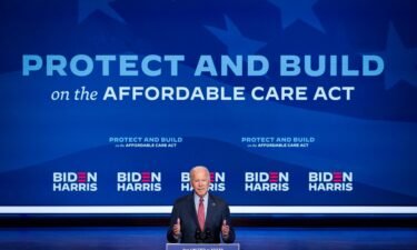 Then-Democratic presidential nominee Joe Biden delivers remarks about the Affordable Care Act and Covid-19 after attending a virtual coronavirus briefing with medical experts at The Queen theater on October 28