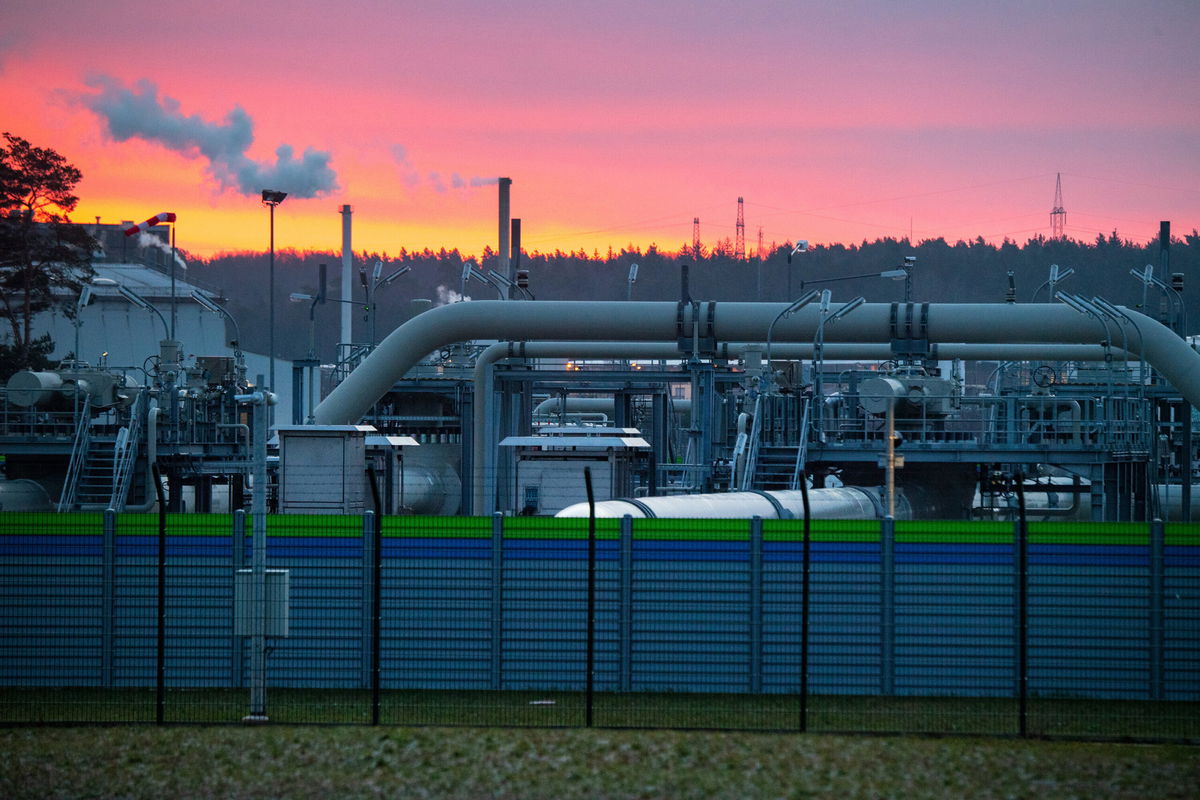 <i>Stefan Sauer/picture alliance/Getty Images</i><br/>Pipe systems are seen at the gas receiving station of the Nord Stream 2 in Lubmin