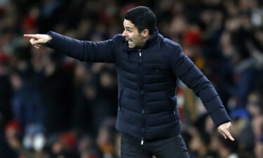 Arsenal has a red card problem and it's hurting Mikel Arteta's team. Arteta iis seen directing from the touchline against Liverpool.