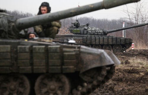 Ukraine warns Russia has "almost completed" its build-up of forces at the border. In this image