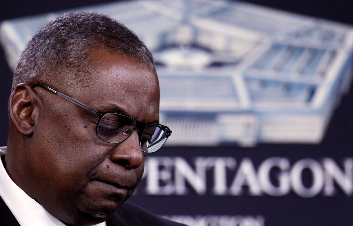 <i>OLIVIER DOULIERY/AFP/AFP via Getty Images</i><br/>Secretary Lloyd Austin speaks to the press on August 18