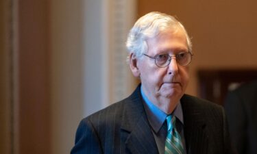 Senate Minority Leader Mitch McConnell arrives at the US Capitol on October 7