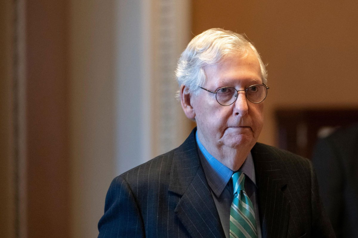 <i>Drew Angerer/Getty Images</i><br/>Senate Minority Leader Mitch McConnell arrives at the US Capitol on October 7