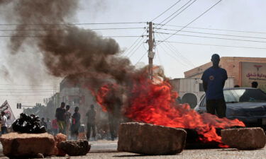 Demonstrators protest against last year's coup in Khartoum on January 17.