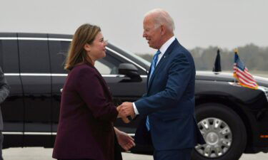 Democratic Rep. Elissa Slotkin greets Biden in Michigan in October 2021.