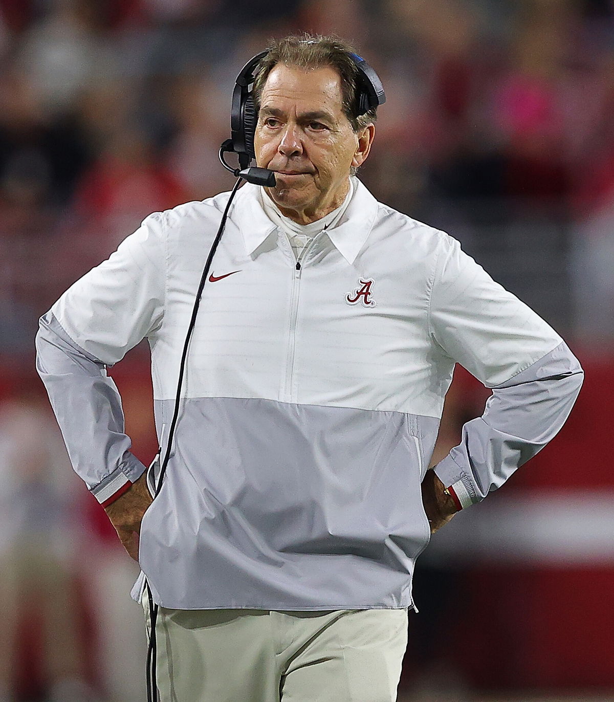 <i>Kevin C. Cox/Getty Images</i><br/>University of Alabama football coach Nick Saban urges the West Virginia Democrat