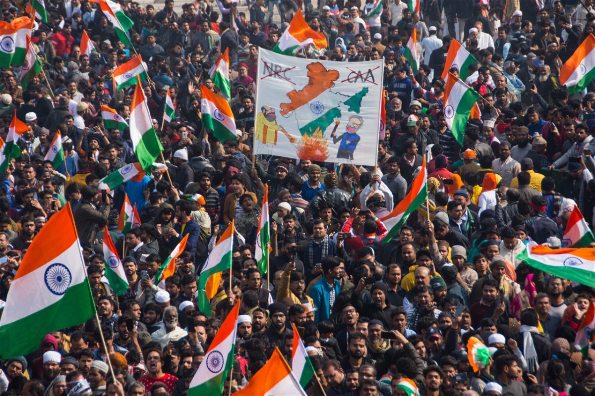 <i>Javed Sultan/Anadolu Agency/Getty Images</i><br/>Thousands of people gather to mark protest against the Citizenship Amendment Act law in Delhi