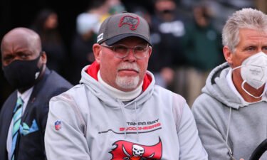 Bruce Arians prior to the game between the New York Jets and the Tampa Bay Buccaneers.