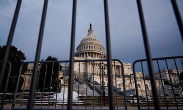 Security bike fences stand near the West Front of the Capitol on January 5