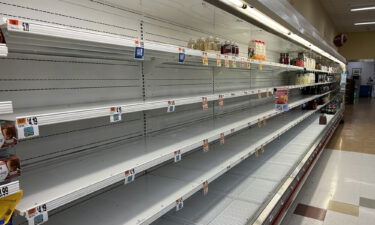 Empty shelves over the weekend at a local Giant Foods supermarket in Alexandria