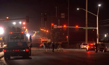 The intersection in North Las Vegas where police say a Dodge Challenger ran a red light Saturday