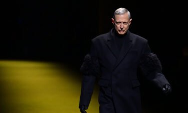 Actor Jeff Goldblum presents a creation for Prada's Men's Fall/Winter 2022/2023 fashion collection on January 16