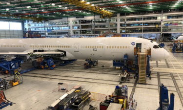 Planes are seen under construction at a Boeing assembly plant in North Charleston