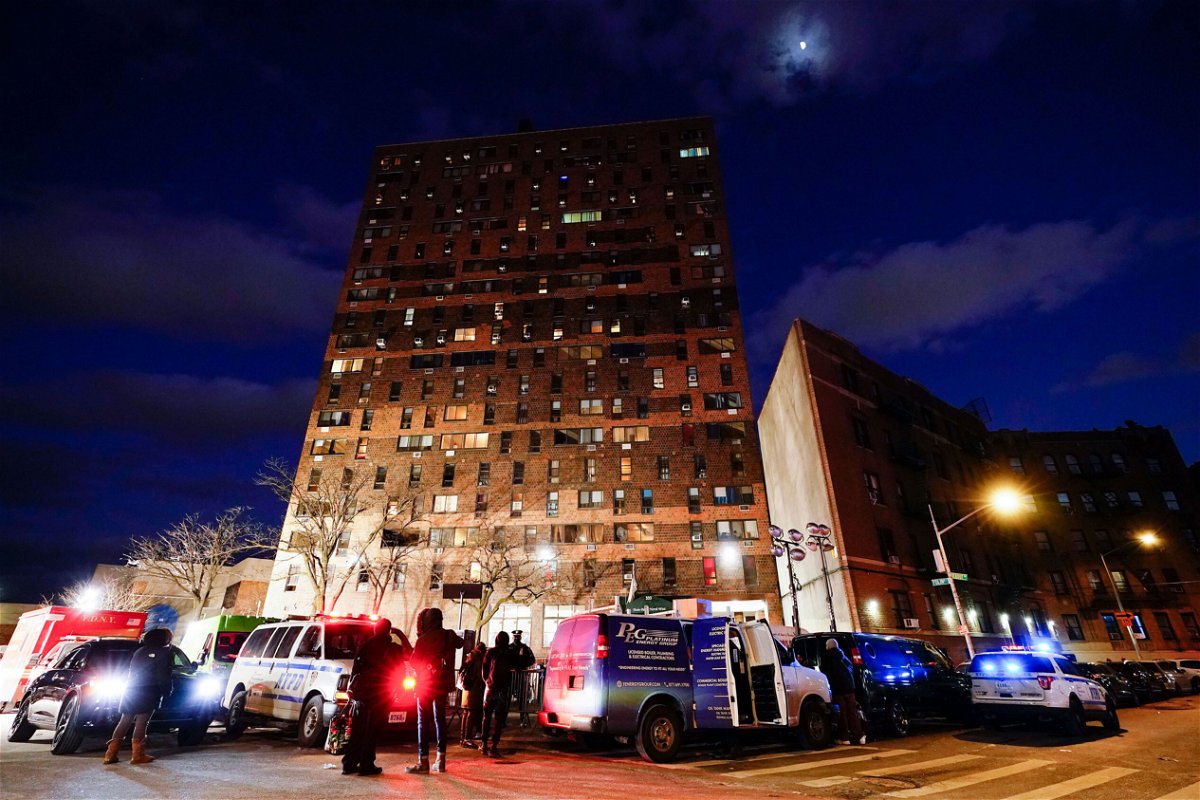 <i>Matt Rourke/AP</i><br/>An apartment building which suffered the city's deadliest fire in three decades is seen in the Bronx borough of New York