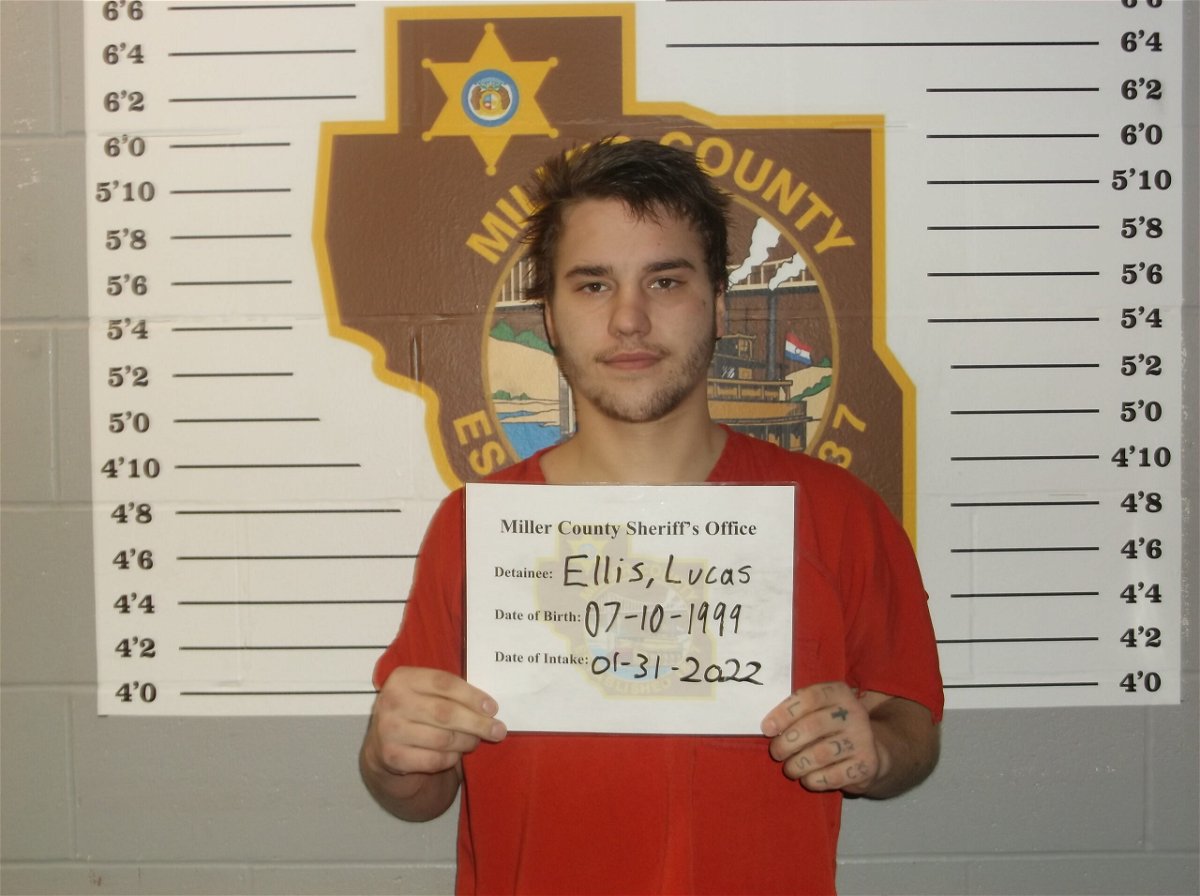 Lucas Ellis, 22, of Iberia, Missouri, is charged in Miller County with sex crimes against two children. Deputies said he was arrested at his home near Iberia on Thursday, Jan. 27, 2022.