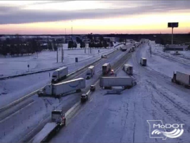 The Missouri State Highway Patrol reported possible delays after three semi-trucks crashed on eastbound Interstate 70 near New Florence on Friday, Feb. 4, 2022.