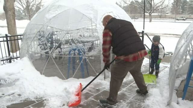 <i>KCNC</i><br/>Outdoor Dining Igloos in Colorado Now A Mainstay For Many Businesses