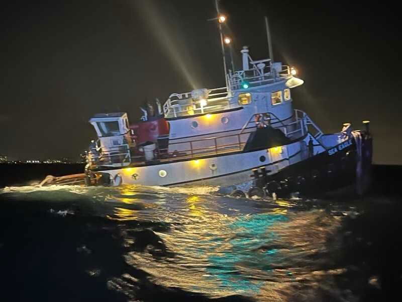 <i>US Coast Guard/WPBF</i><br/>The Coast Guard is responded to a tug boat that ran aground Thursday in Boca Raton.