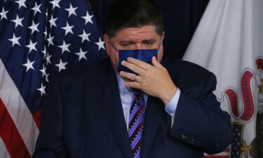 Illinois Gov. J.B. Pritzker is seen speaking on August 26