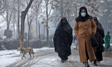 Afghan universities reopen to female students. Pictured are Afghan women walking on the street in Kabul