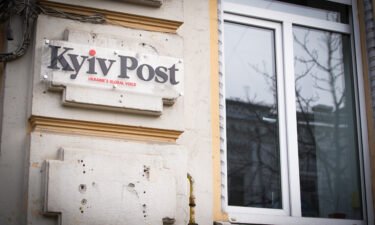 The office of the Kyiv Post newspaper is seen in Kyiv