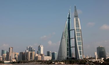 Bahrain's world trade center and the skyline of the capital Manama in December 2020.