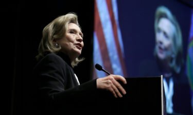 Former US Secretary of State Hillary Clinton speaks during the 2022 New York State Democratic Convention at the Sheraton New York Times Square Hotel on February 17 in New York City. Fox's obsession with Hillary Clinton is only growing more fierce.