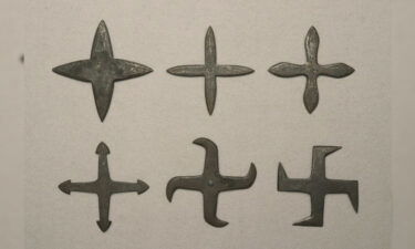 Throwing stars used by ninja from the Edo period (1603 to 1867).