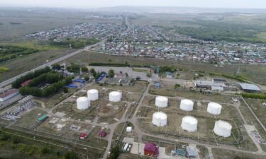 Oil prices are marching closer to $100 per barrel. Pictured are storage tanks at a facility operated by Almetyevneft