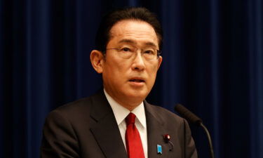 Japanese Prime Minister Fumio Kishida speaks at a news conference on February 25