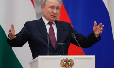 Russian President Vladimir Putin speaks at a joint news conference with Hungary's Prime Minister Viktor Orban in Moscow