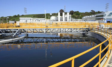 Secondary clarifier tanks at the Hyperion Water Reclamation Plant in Los Angeles.