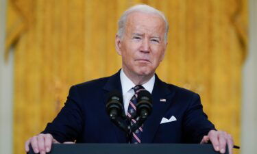 President Joe Biden speaks about Ukraine in the East Room of the White House