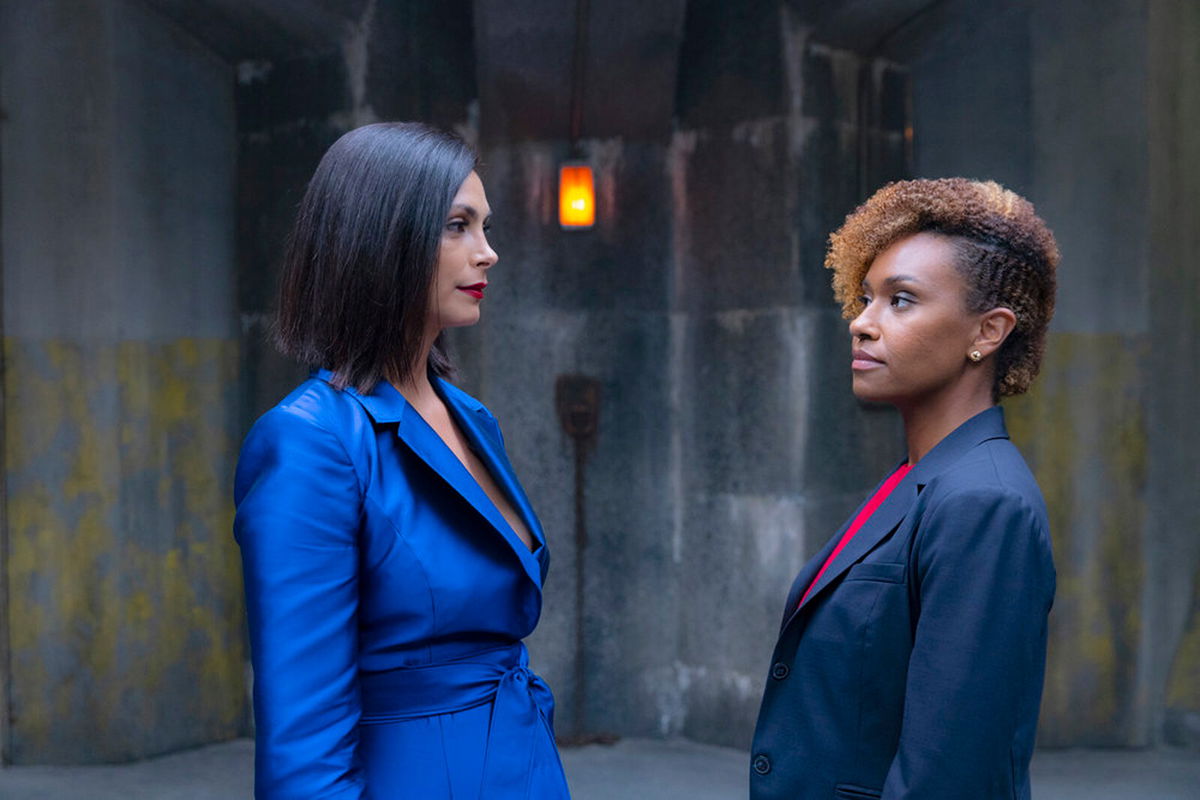 <i>Eric Liebowitz/NBC</i><br/>Morena Baccarin and Ryan Michelle Bathe are pictured in NBC's 'The Endgame'.