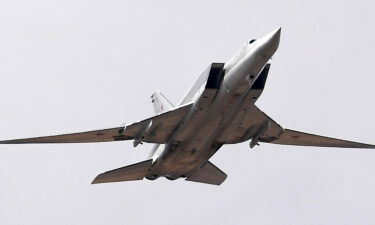 A Tupolev Tu-22M3 Backfire strategic bomber is shown in this library photo.