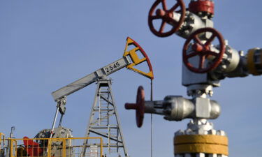 An oil pumpjack operated by the Yamashneft Oil and Gas Production Division of Tatneft