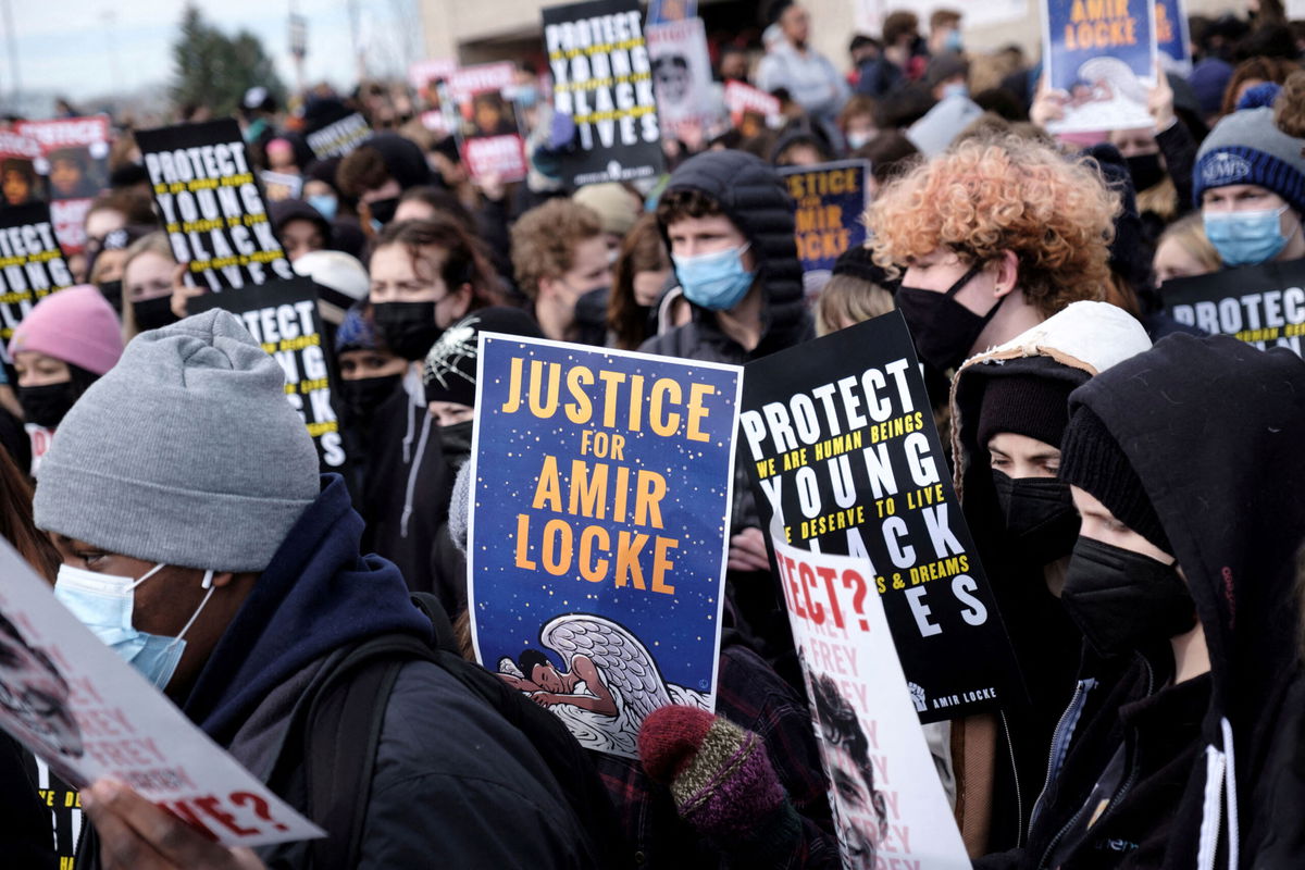 <i>TIM EVANS/REUTERS</i><br/>Students in Minnesota participate in a state-wide walkout demanding justice for Amir Locke.