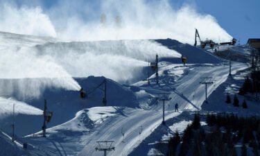 Snowmaking machines during the FIS Snowboard World Cup 2022 in November
