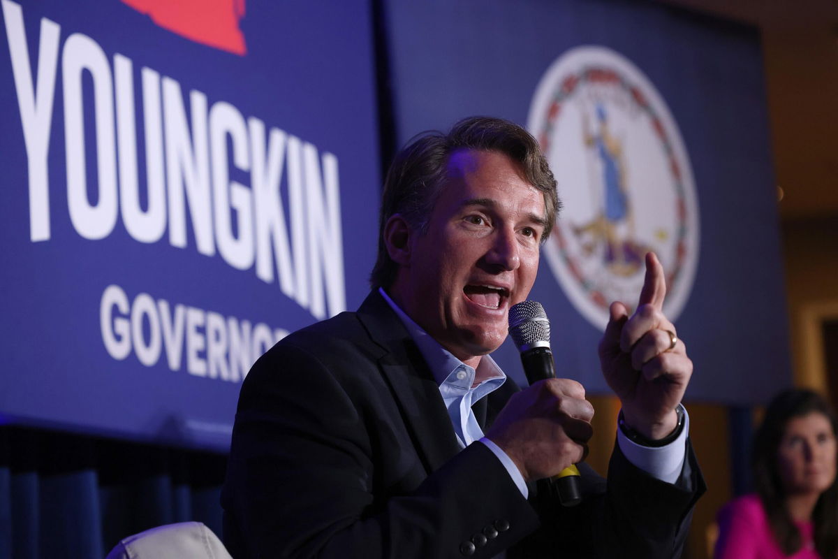 <i>Win McNamee/Getty Images</i><br/>Virginia Gov. Glenn Youngkin is expected to sign a bill ending school mask mandates Youngkin is shown here during a campaign event in McLean