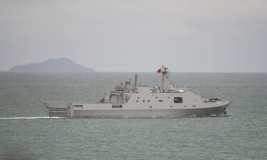 The Chinese navy amphibious transport dock Jinggang Shan is seen in an image released by the Australian military on Saturday.