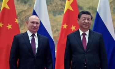 Russian President Vladimir Putin and Chinese President Xi Jinping meeting in Beijing on February 4. China's envoy to the United Nations called for "all parties" to exercise restraint and avoid "fueling tensions" in Ukraine