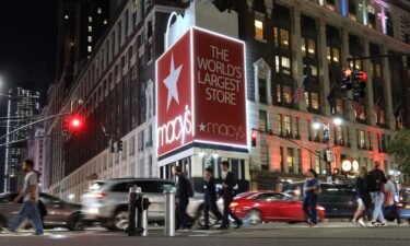 Macy's billboard in front of the Macy's Herald Square store on Oct. 8
