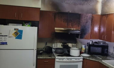 Police released this image showing the damage in the kitchen where the fire occurred.