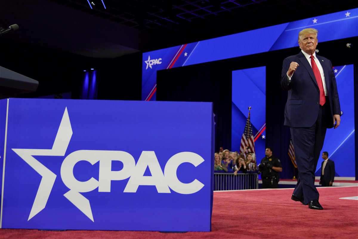 <i>John Raoux/AP</i><br/>Former President Donald Trump arrives at the Conservative Political Action Conference (CPAC) in Orlando