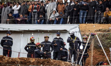 Hundreds of locals watch the rescue efforts in the rural northern province of Chefchaouen.