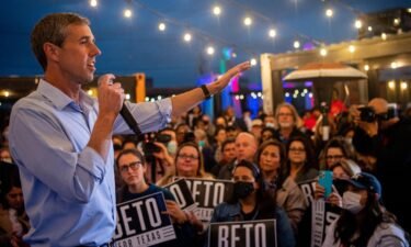 Texas Democratic gubernatorial candidate Beto O'Rourke speaks during the "Keeping the Lights On" campaign rally on February 15