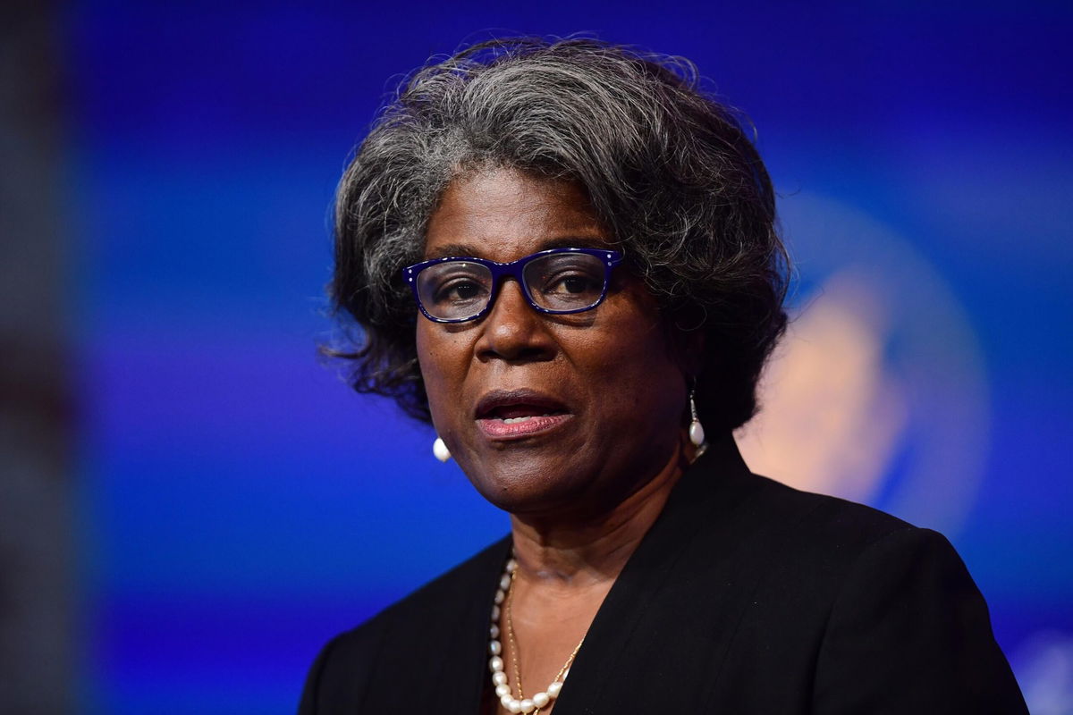 <i>Mark Makela/Getty Images</i><br/>U.S. Ambassador to the United Nations nominee Linda Thomas-Greenfield speaks after being introduced by President-elect Joe Biden as he introduces key foreign policy and national security nominees and appointments at the Queen Theatre on November 24