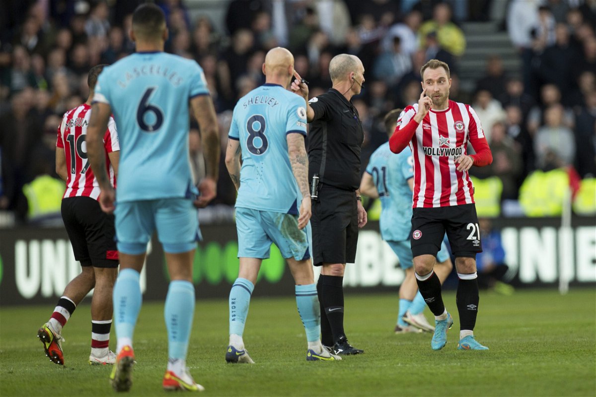 <i>Federico Maranesi/MI News/NurPhoto/AP</i><br/>Eriksen gestures during the match against Newcastle United.