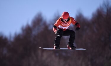 Simona Meiler competing during the women's snowboard cross qualification event the Pyeongchang 2018 Winter Olympic Games