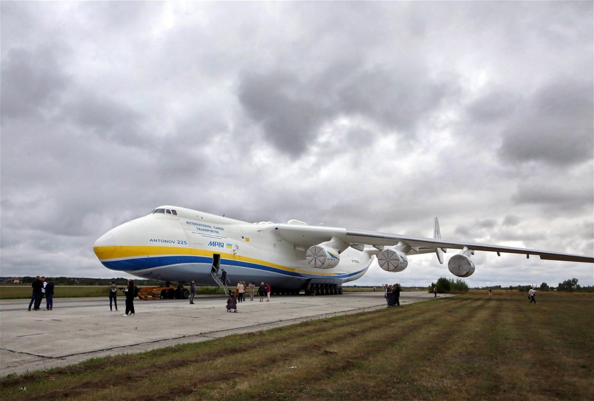 <i>Volodymyr Tarasov/ Ukrinform/Barcroft Media/Getty Images</i><br/>The Antonov An-225 at an aerodrome in northern Ukraine in August 2021.
